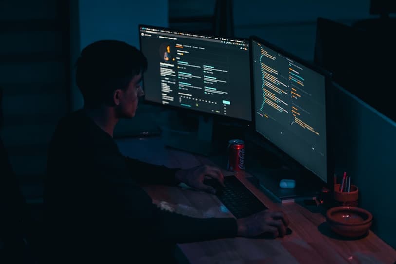 Developer working at desk